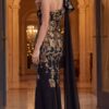 Floral Applique One Shoulder Cape Gown 46243