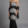 Strapless Floral Brocade Column Gown 46261