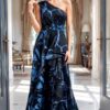 Floral Print One Shoulder A Line Gown 46319
