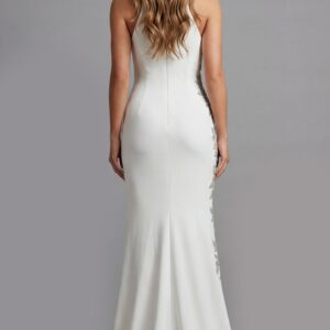High Neck Beaded Column Gown With Elegant Silhouette 46403