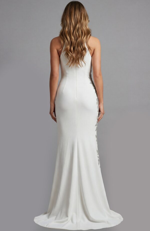 High Neck Beaded Column Gown With Elegant Silhouette 46403