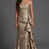 Brocade Gown With Draped Side Detail 46517