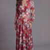 Floral Long Sleeve Maxi Dress with Twist Front Waist 46691