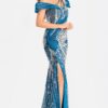 Off Shoulder Beaded Gown With Side Slit 46858