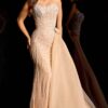 46865_CHAMPAGNE_4572.jpg Beaded Gown With Sheer Overskirt 46865