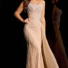 46865_CHAMPAGNE_4581.jpg Beaded Gown With Sheer Overskirt 46865