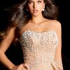 46865_CHAMPAGNE_4592.jpg Beaded Gown With Sheer Overskirt 46865