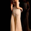 46865_CHAMPAGNE_4623.jpg Beaded Gown With Sheer Overskirt 46865