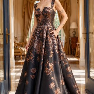 Floral Brocade Strapless Ball Gown 47590