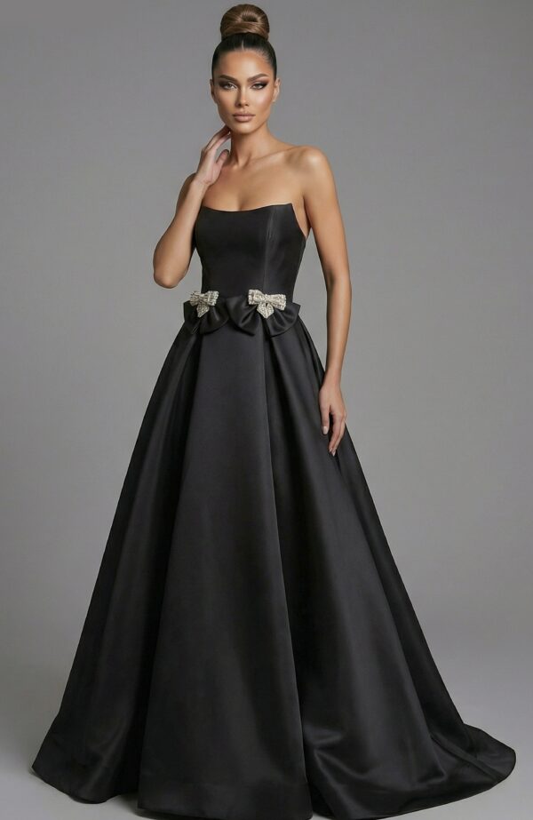 Strapless Ball Gown With Crystal Bow Accents 47594