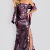 Strapless Floral Jacquard Gown With Front Slit 48186