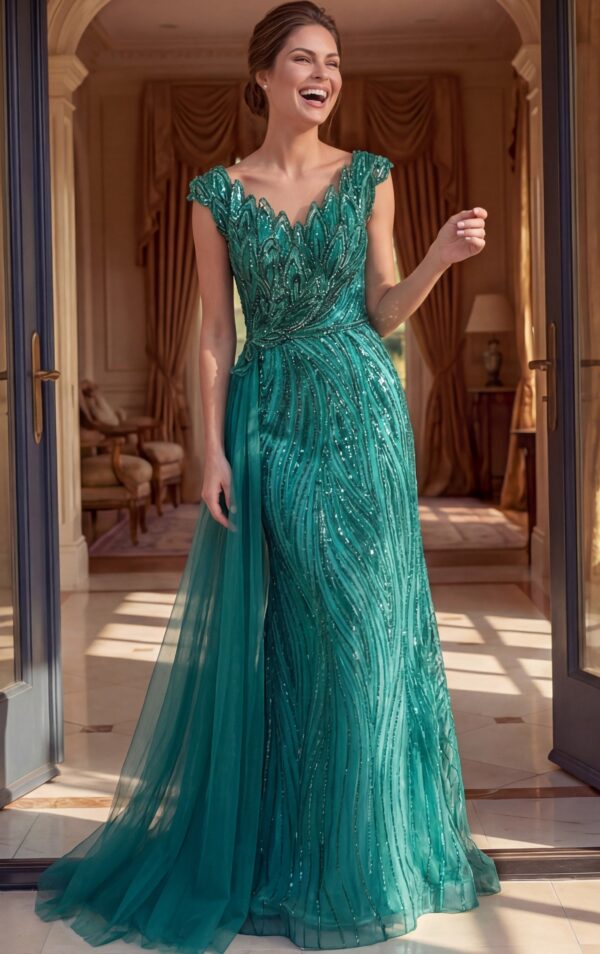 48413-9-1.jpg Beaded V Neck Sheath Gown 48413