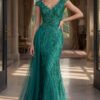 48413-90-2.jpg Beaded V Neck Sheath Gown 48413