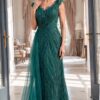 48413-green-90.jpg Beaded V Neck Sheath Gown 48413