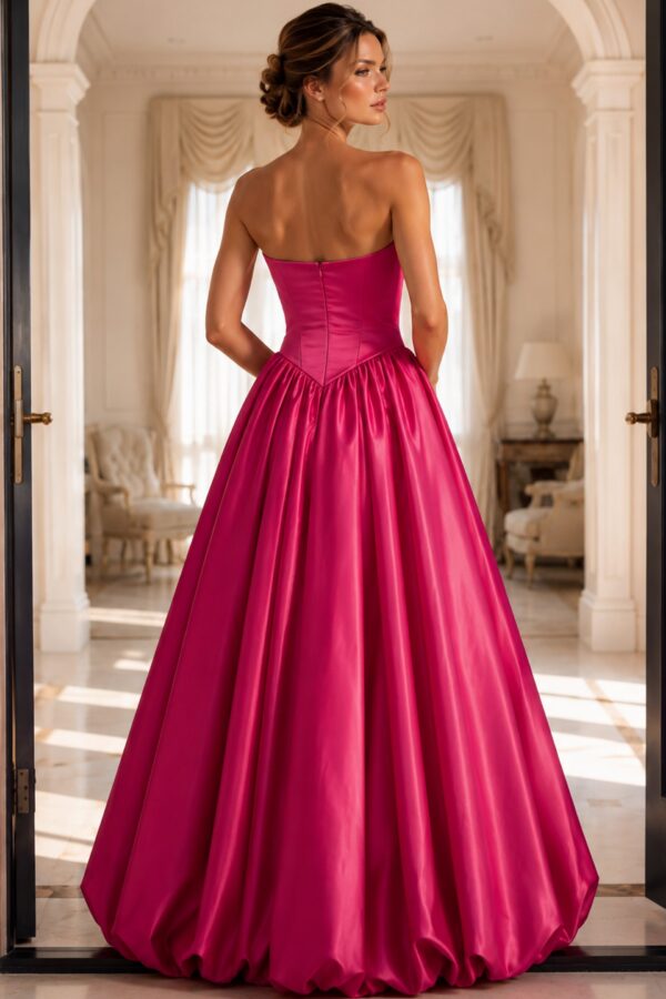 Strapless Satin Ball Gown With Gathered Skirt 48482