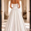 Strapless Satin Ball Gown With Gathered Skirt 48482
