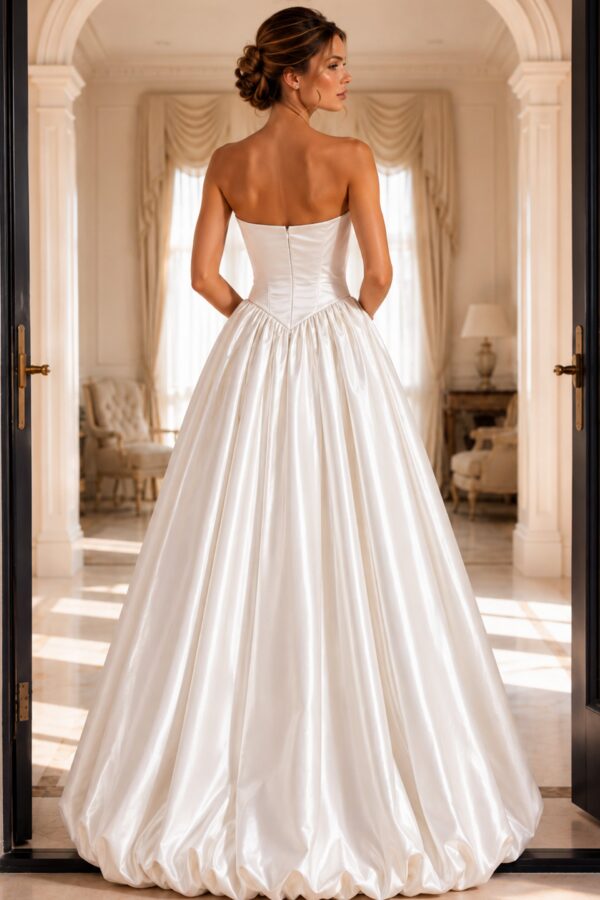 Strapless Satin Ball Gown With Gathered Skirt 48482