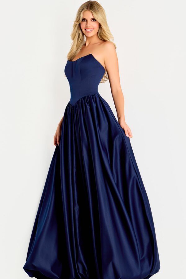Strapless Satin Ball Gown With Gathered Skirt 48482