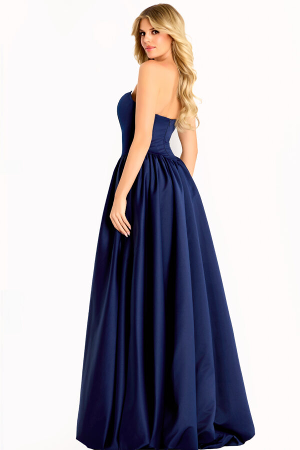 Strapless Satin Ball Gown With Gathered Skirt 48482