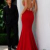 48663-red-backless.jpg Plunging Neck Open Back Fitted Gown 48663