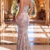 48711-6-1.jpg One Shoulder Embellished Gown With Front Slit 48711