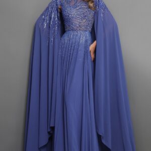 Beaded Cape Sleeves A Line Dress 49742