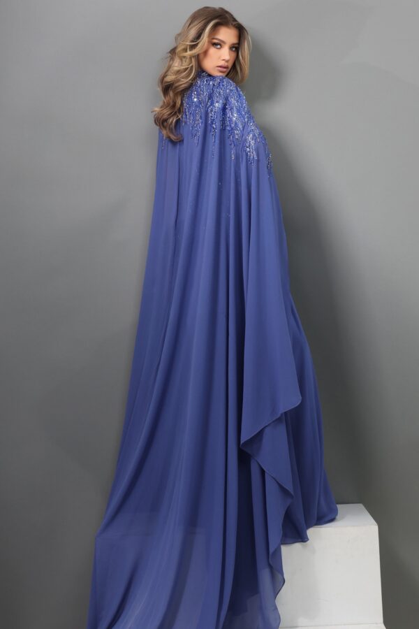 Beaded Cape Sleeves A Line Dress 49742
