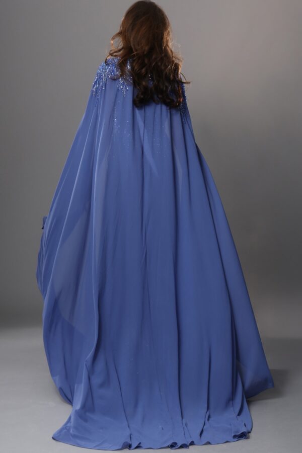 Beaded Cape Sleeves A Line Dress 49742