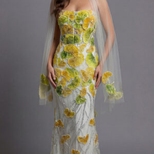 Strapless Floral Embellished Mermaid Gown 49884