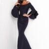 Jovani 59993 Scuba Off the Shoulder Bell Sleeves Mother of the Bride Dress
