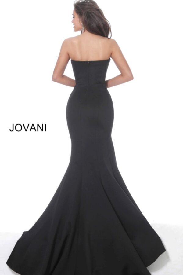 Jovani 94366 Black Strapless Straight Neck Scuba Evening Gown